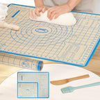 Silicone Baking Mat,28in×20in & 16in×12in Pastry Mat,Measuring Non-slip Dough mat Mats for Baking,Kneading Dough,Table Mats Blue (2Pack)