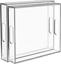 2 Pack Serving Tray with Handles, Clear Acrylic Tray for Serving Food, Large Outdoor Food Trays for Eating, Lucite Acrylic Trays for Appetizer, Pizza, Fruit and Drinks, Unbreakable, 16"×12"