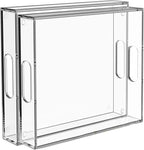 2 Pack Serving Tray with Handles, Clear Acrylic Tray for Serving Food, Large Outdoor Food Trays for Eating, Lucite Acrylic Trays for Appetizer, Pizza, Fruit and Drinks, Unbreakable, 16"×12"
