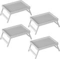 Youpehom Bed Tray Table with Folding Legs, Bamboo Breakfast in Bed for Kitchen Serving Tray, Sofa, Eating, Used As Laptop Desk Snack Tray (4 Pack, White Color)
