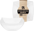 R-kay 6 Pack Square Plastic White Serving Bowls - White Plastic bowls 64 Oz - Salad Bowls Large Serving - Premium Heavy Duty For Weddings Catering And Birthday parties
