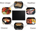 RENOOK Grill Mat Set of 6-100% Non-Stick Reusable Mats for Gas, Charcoal or Electric Grills - Easy to Clean - 15.75 x 13-Inch, Black