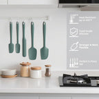 Coukre Silicone Spatula Set of 5,High Temperature Resistant, Food Grade Silicone, Dishwasher Safe, for Baking, Cooking (Pure Dark Green)