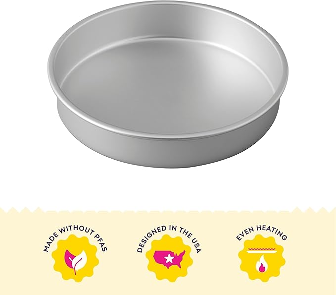 Wilton 10 Inch Round Cake Pan, Even Heating Aluminum Bakeware, Made without PFAS, Packaging May Vary