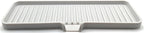Happitasa Silicone Soap Dish Tray and Sponge Holder with Drain Chute | Bathroom and Kitchen Sink Organizer Caddy (Light Grey, 12"x4", 7.4 Ounces)