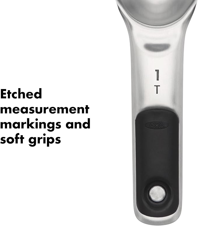 OXO Good Grips 4 Piece Stainless Steel Measuring Spoons with Magnetic Snaps, (Pack of 2)