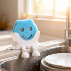 Cute Hanging Sponge Holder,Smiley Face Sponge Holder with Drainage Keeps Your Sponge Dry & Smiling,For Scrub Daddy Holder,Spac-Saving & Quick Drying Sponge Storage Organizer (white)