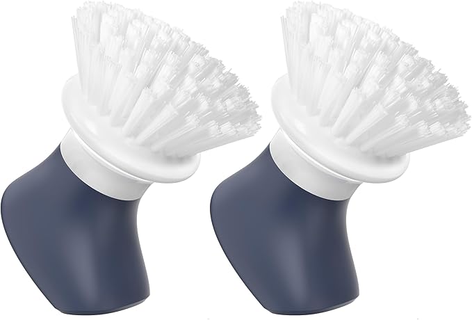 ROSEOK Dish Scrub Brush,Self-Standing Palm Brush with Ergonomic Grip for Cleaning Dishes,Non-Stick Pans and Sinks,Navy Blue,2 Pack