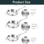 Stainless Steel Pan Set, All Cooktops Up to 600℉,Tri-Ply Stainless Steel Frying Pan Set, 8"+10"+12", Chef's pan,Skillets, Nontoxic Fast & Even Heat