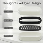 AIMAIAIMAI Shampoo Bar Holder Travel Case for Two Bars – Compatible with Kitsch Solid Shampoo & Conditioner Bars, Large Soap Container for Bathroom or Travel (1 Pack, White Style A-Large)