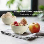 Beige Wheat Straw Bowls, 10 OZ Snack Bowl Set of 8, Unbreakable Ice Cream Bowl Set, Alternative Plastic Bowls Reusable, Microwave Safe Small Appetizer Bowl for Dessert, Snack (Beige)