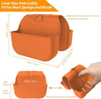 Sponge Holder for Kitchen Sink, Silicone Sink Saddle Caddy Organizer Rack, Sponges Holder Over Faucet, Hanging Kitchen Organizer Accessories Rack Basket - Orange