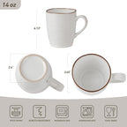 famiware Aurora Coffee Mugs, 14oz Mug Set of 4, Stoneware Mug, Cups for Kitchen, Cappuccino, Latte, Reactive Glaze, Microwave Safe, Scractch-resistant, Pearl White