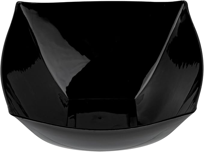 Restaurantware Moderna 8 Ounce Fancy Plastic Bowls 10 Square Disposable Salad Bowls - Durable Heavy-duty Black Plastic Bowls For Warm And Cold Foods