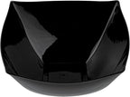 Restaurantware Moderna 8 Ounce Fancy Plastic Bowls 10 Square Disposable Salad Bowls - Durable Heavy-duty Black Plastic Bowls For Warm And Cold Foods