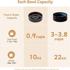 Havniva Ceramic 0.9 Cup Raised Slow Feeder Dog Bowl Set, Elevated 6.1inch Water Bowl and 6.1inch Slow Dish with Acacia Wood Stand for Small Dogs (2 x Starry Sky+ Stand)