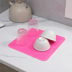 MicoYang Silicone Dish Drying Mat for Multiple Usage,Easy clean,Eco-friendly,Heat-resistant Silicone Mat for Kitchen Counter or Sink,Refrigerator or Drawer liner Rose M 12 inches x 12 inches