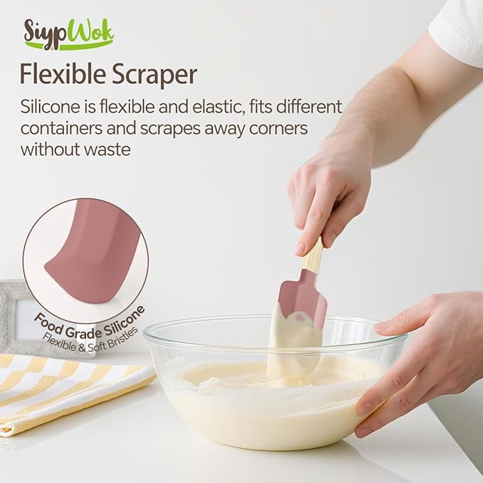 Silicone Spatula Set, Food Grade Rubber Spatula-4 Piece Nonstick Rubber Spatulas, Spoonula, Jar Scraper for Cooking, Baking, Mixing, Frosting - Heat Resistant Up to 600°F (5 Pcs Spatula Pink)