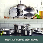 All-Clad D5® Stainless Steel Core 4 Quart Soup Pot With Lid - Made in the USA - The Upgrade for Supremely Even Heat- Oven Safe & Induction Compatible Cookware