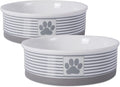 Bone Dry Paw & Patch Ceramic Pet Collection, Large Set, 7.5x2.4", Gray, 2 Piece