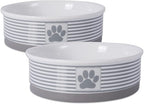 Bone Dry Paw & Patch Ceramic Pet Collection, Large Set, 7.5x2.4", Gray, 2 Piece