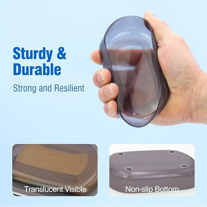 AIMAIAIMAI Travel Soap Container, Leakproof Soap Box, Travel Soap Holder with Removable Draining Layer, Portable Soap Case for Traveling, Camping, Gym (Black)