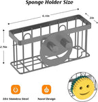 MURLONG Sponge Holder Smiley Face,Sink Caddy for Kitchen Sink,Sponge Holder with 2 PCS Suction Cups/1 PCS Adhesive Strips,Designed for Sponge,Soap,Dish Brush,Scrubber-Charcoal Gray