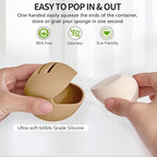Fauxomor Makeup Sponge Holder,Double-sided 5-line Vented Silicone Beauty Make Up Blender Case for Travel,Shatterproof Make-Up Sponge Travel Case for All Sponges Reuse Easy Carry,Khaki
