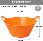 Tiawudi 2 Pack Snack Bowls (4.9L Large), Plastic Serving Bowls for Party, Large Bowls with Handles for Kitchen, Fruit, Cereal, Candy, Salad and Chip, Microwave Safe