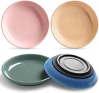 WROSWT Colorful Cat Food Bowl,Non-Slip Silicone Bottom Cat Bowls for Indoor Cats,Anti Whisker Fatigue Cats Dishes Set,Shallow Wide Kitten Plates for Food and Water,4 Pack