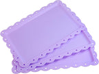 Set of 6 Plastic Serving Trays Food Tray - 14" x 9" Rectangle Serving Platter for Party Cafeteria Kitchen Restaurant , Small Flat Trays for Dessert Fruit Cookie Snack (6, Purple)
