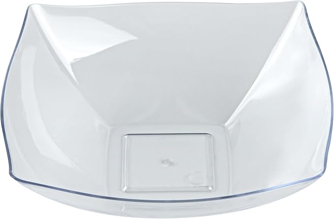 Restaurantware-Moderna 32 Ounce Fancy Plastic Bowls, 10 Square Disposable Salad Bowls - Durable, Heavy-duty, Clear Plastic Bowl, For Warm And Cold Foods