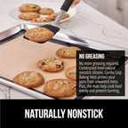 GORILLA GRIP Food Grade Reusable Nonstick Silicone Baking Mat, 16.5x11.87, Half Sheet, Oven Safe Cookie Sheet Liners, Up to 500 Degrees, No Mess Easy Clean Pastry Mats, Kitchen Essentials, 2PK, Black