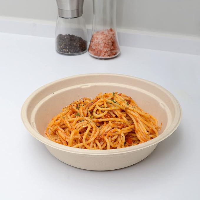 bloomoon 100 Pack 32 oz Large Round Paper Bowls for Salad, Pasta, Burrito, Lunch and Snack, Heavy Duty 32 oz Disposable Bowls for Party and Catering