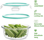 HOMBERKING 24pc Glass Food Storage Containers with Lids, Glass Meal Prep Containers, Airtight Bento Boxes, BPA Free & Leak Proof, Pantry Kitchen Storage(12 lids & 12 Containers) - Blue