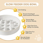 Havniva Ceramic 1.6 Cup Dog Bowl Slow Feeder for Fast Eaters, 8.2inch Slow Pet Food Dish for Medium and Large Dog, Stop Bloat, Preventing Choking(Single Bowl,Reactived Glaze -White)
