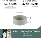 Havniva Ceramic Dog Bowl, Food and Water Bowl for Medium Breed Dog, Pet Bowl for Replacement (7.3 inch, Single Bowl, Grey)