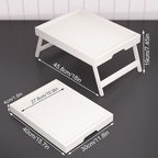 Fibogollo 2 Pack Bamboo Bed Tray Table with Folding Legs,Breakfast Trays,Serving Tray for Food and Snack,Laptop Trays for Working(White)