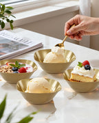 bUCLA 50Pack Gold Plastic Small Bowls - 8oz Disposable Ice Cream/Salsa/Dipping/Dessert/Sauce/Small Serving Bowls for Party