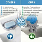 Creative Hanging Sponge Holder with Drainage/Traceless Glue, 3D Printing Countertop Funny Sponge Holders for Kitchen Sink, Keeps Your Sponge Dry & Smiling, for Scrub Daddy Holder (1, Grey)