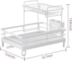 Sakugi Dish Drying Rack - X-Large Stainless Steel Dish Rack for Kitchen Counter, 2-Tier Kitchen Organizers and Storage for Dishes, Bowls, Cutlery, White