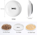 WROSWT Cat Food Bowl,Healthy Ceramic Cat Bowls for Indoor Cats,Anti Whisker Fatigue Cats Dishes Set,Shallow Wide Kitten Plates for Food and Water,Non-Slip Silicone Bottom,6 Pack