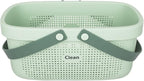 JiatuA Plastic Storage Basket with Handle Portable Shower Caddy Tote Organizer Basket Bin for Bathroom Kitchen Dorm Room Bedroom, Green