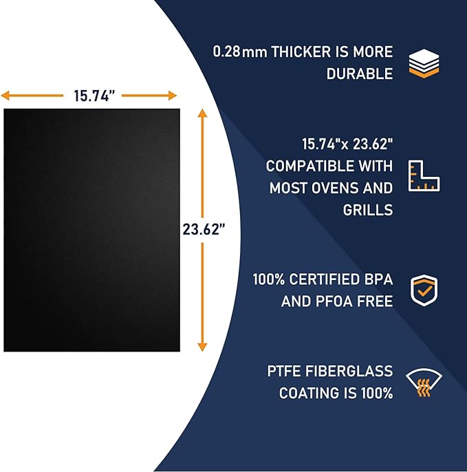 Meegoo Oven Liners for Bottom of Oven - 4 Pack Large Non Stick Oven Liners, Oven Mat For Bottom of Electric Oven and Gas Oven, BPA and PFOA Free, 15.74"x 23.62"