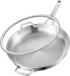 Stainless Steel Pan,14 inch Frying Pan, Heavy Duty, Large Frying Pan, Fast & Even Heating, Up to 650°, Oven & Dishwasher Safe,Compatible with All Cooktops