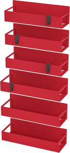 6 Pack Magnetic Spice Storage Rack Organizer for Refrigerator and Oven, Red Fridge Organizers and Storage