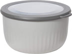 Oggi Prep, Store & Serve Plastic Bowl w/See-Thru Lid- Dishwasher, Microwave & Freezer Safe, (2.6 qt) Lt Gray w/Dk Gray Lid
