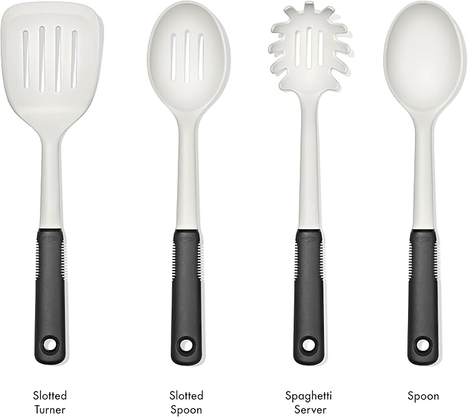 OXO Good Grips 4-Piece Nylon Utensil Set – Oat, Non Toxic Cooking Utensils