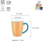 Selamica 16 oz Porcelain Coffee Mugs Set of 6, Coffee Cups Ceramic With Handle, Dishwasher, Oven, Microwave Safe, Assorted Colors | Coffee Cups, With Handle, Dishwasher, Oven, Microwave Safe