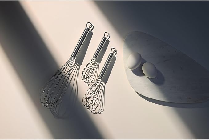 WMF Profi Plus Whisk Set of 3, Stainless Steel 18/10, Teardrop Shaped, Dishwasher Safe, 30cm